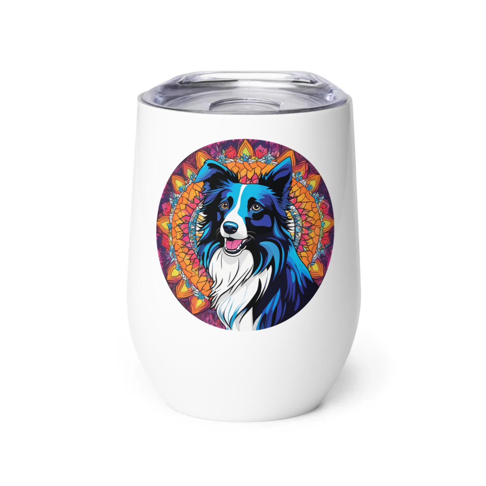 PugMug Custom Border Collie Wine Tumbler