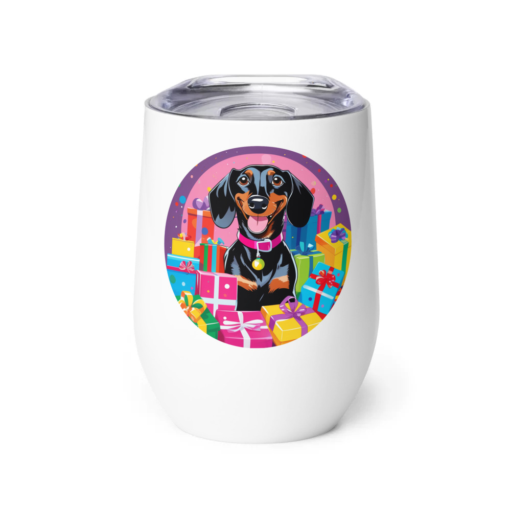 PugMug Custom Black Dachshund Wine Tumbler