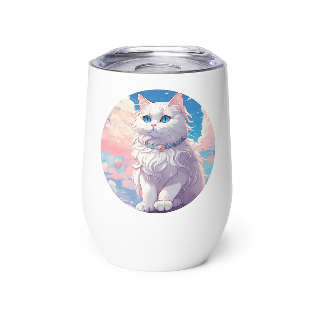 PugMug Custom White Ragdoll Cat Wine Tumbler