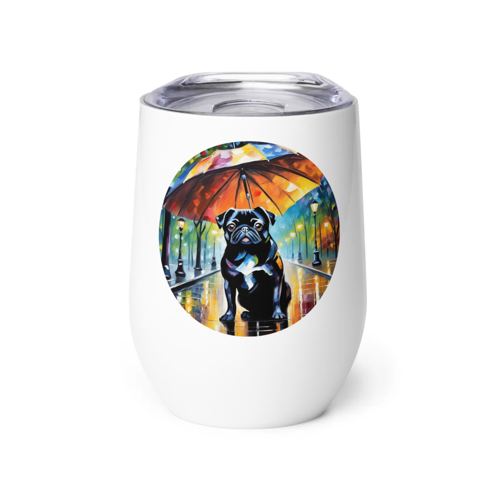 PugMug Custom Black Pug Wine Tumbler