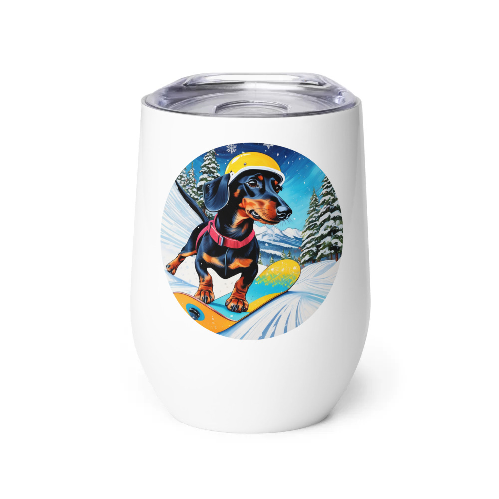 PugMug Custom Black Dachshund Wine Tumbler