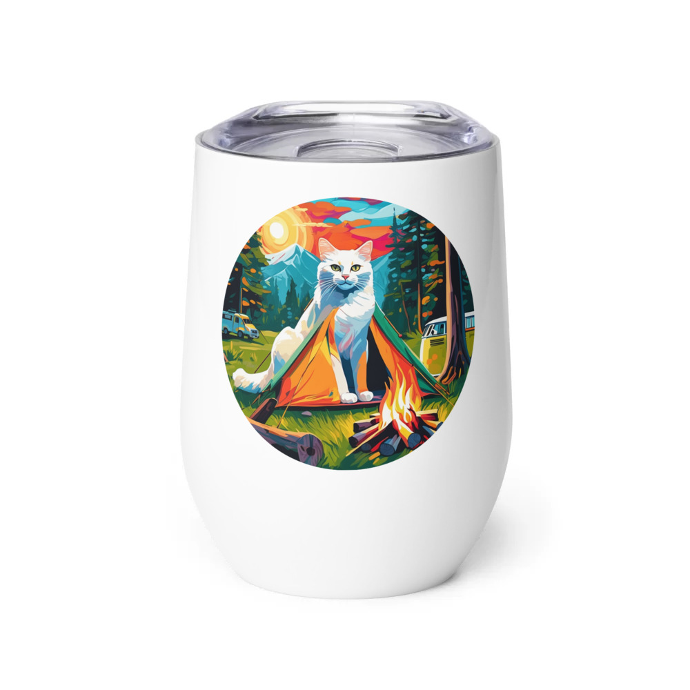PugMug Custom White Companion Cat Wine Tumbler