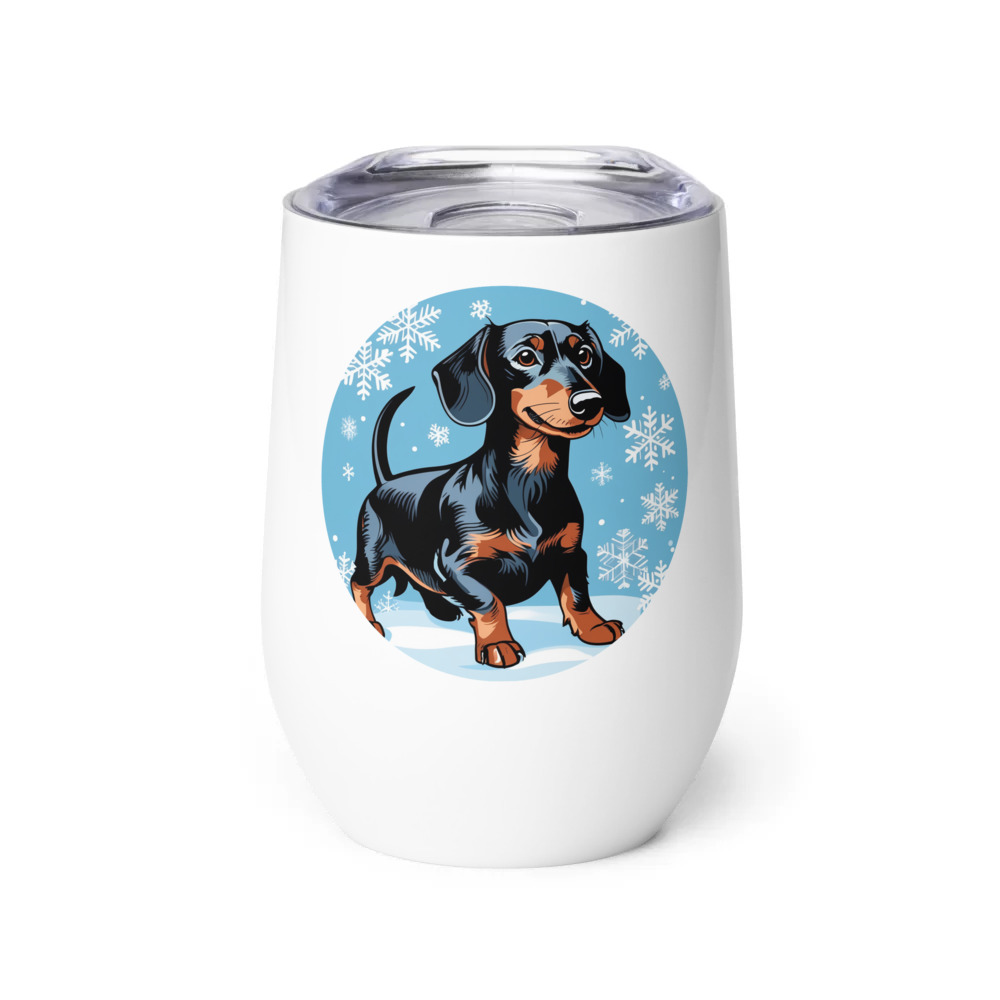 PugMug Custom Black Dachshund Wine Tumbler