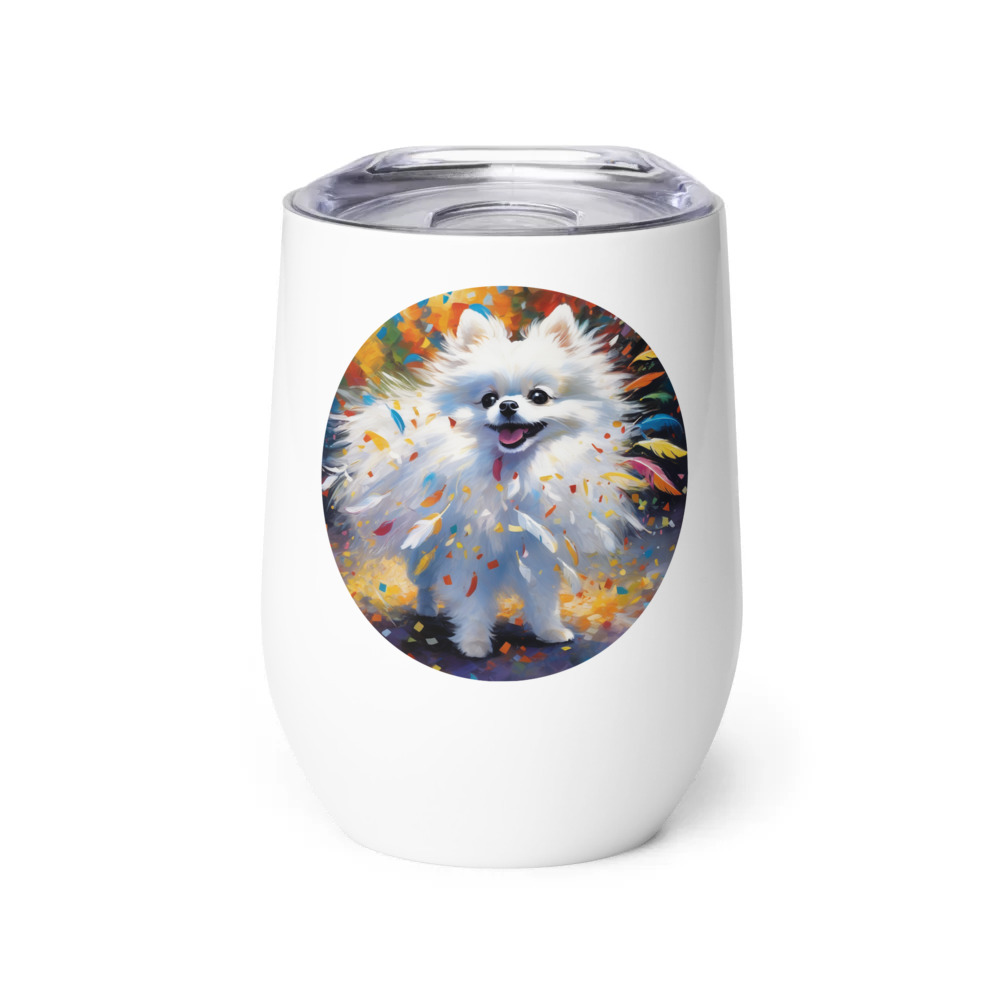 PugMug Custom White Pomeranian Wine Tumbler