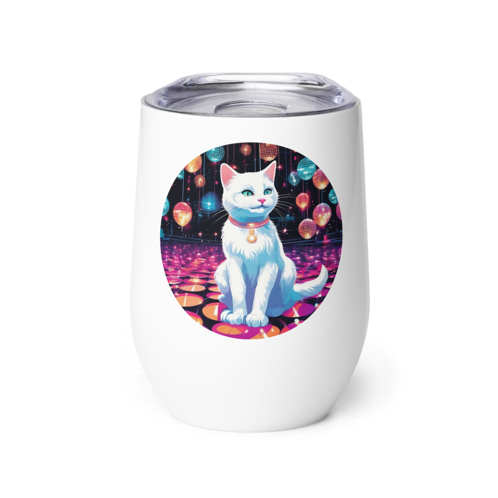 PugMug Custom White Companion Cat Wine Tumbler