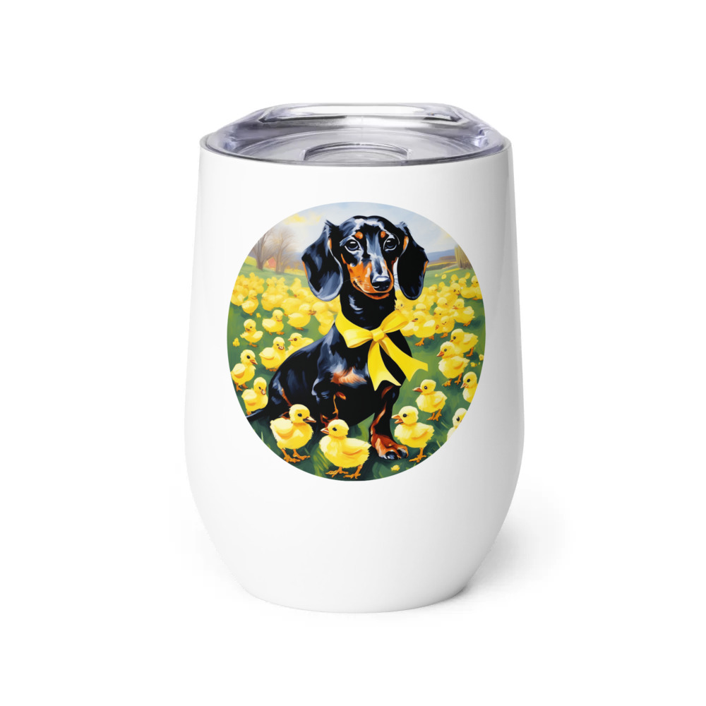 PugMug Custom Black Dachshund Wine Tumbler