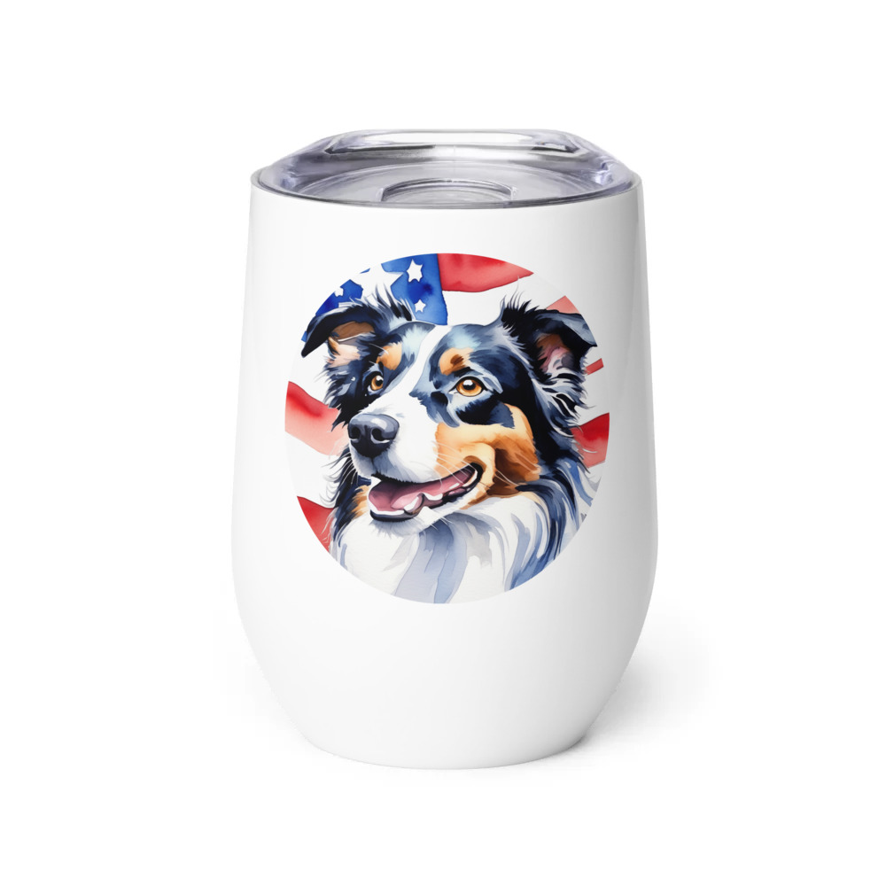 PugMug Custom Border Collie Wine Tumbler