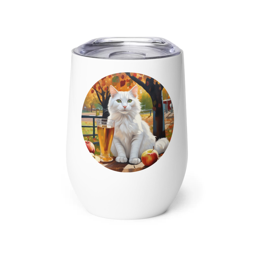 PugMug Custom White Companion Cat Wine Tumbler
