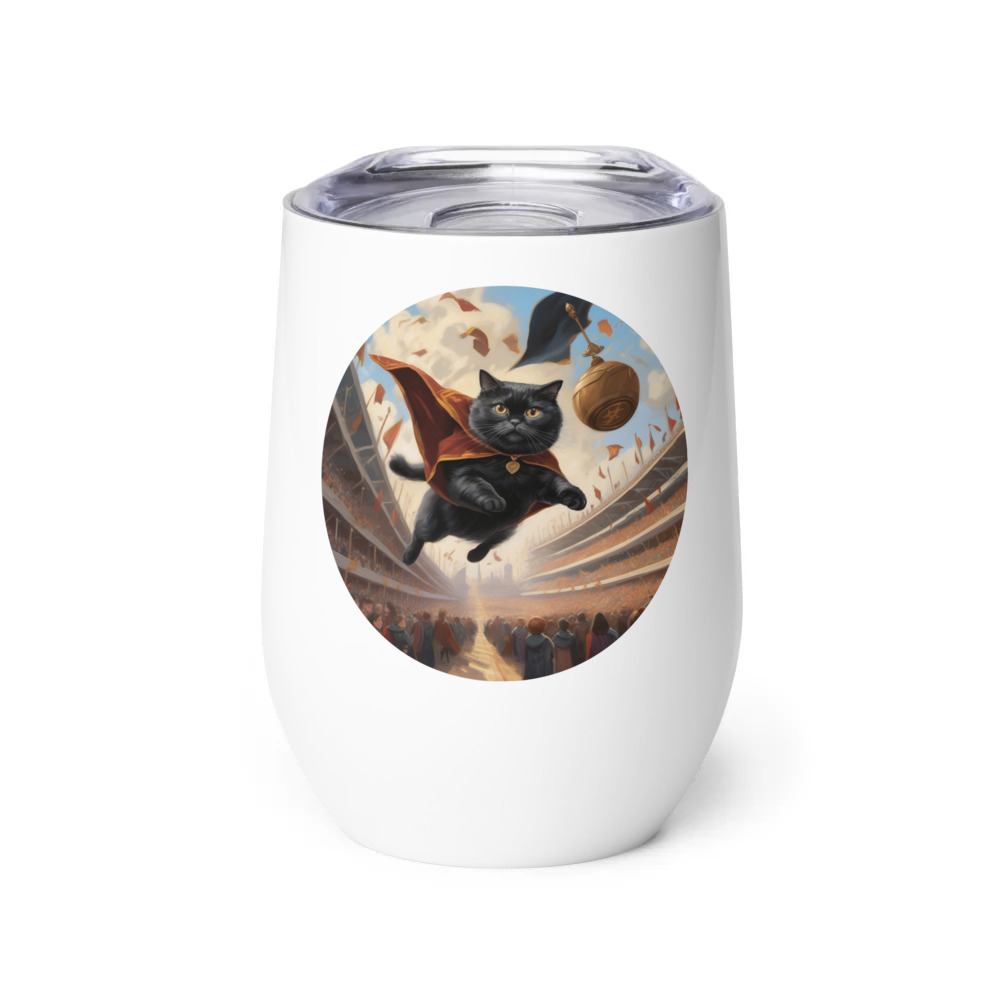 PugMug Custom Black Scottish Fold Cat Wine Tumbler