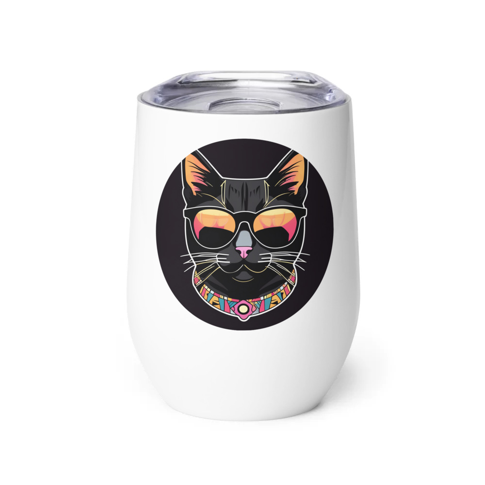 PugMug Custom Black Exotic Cat Wine Tumbler