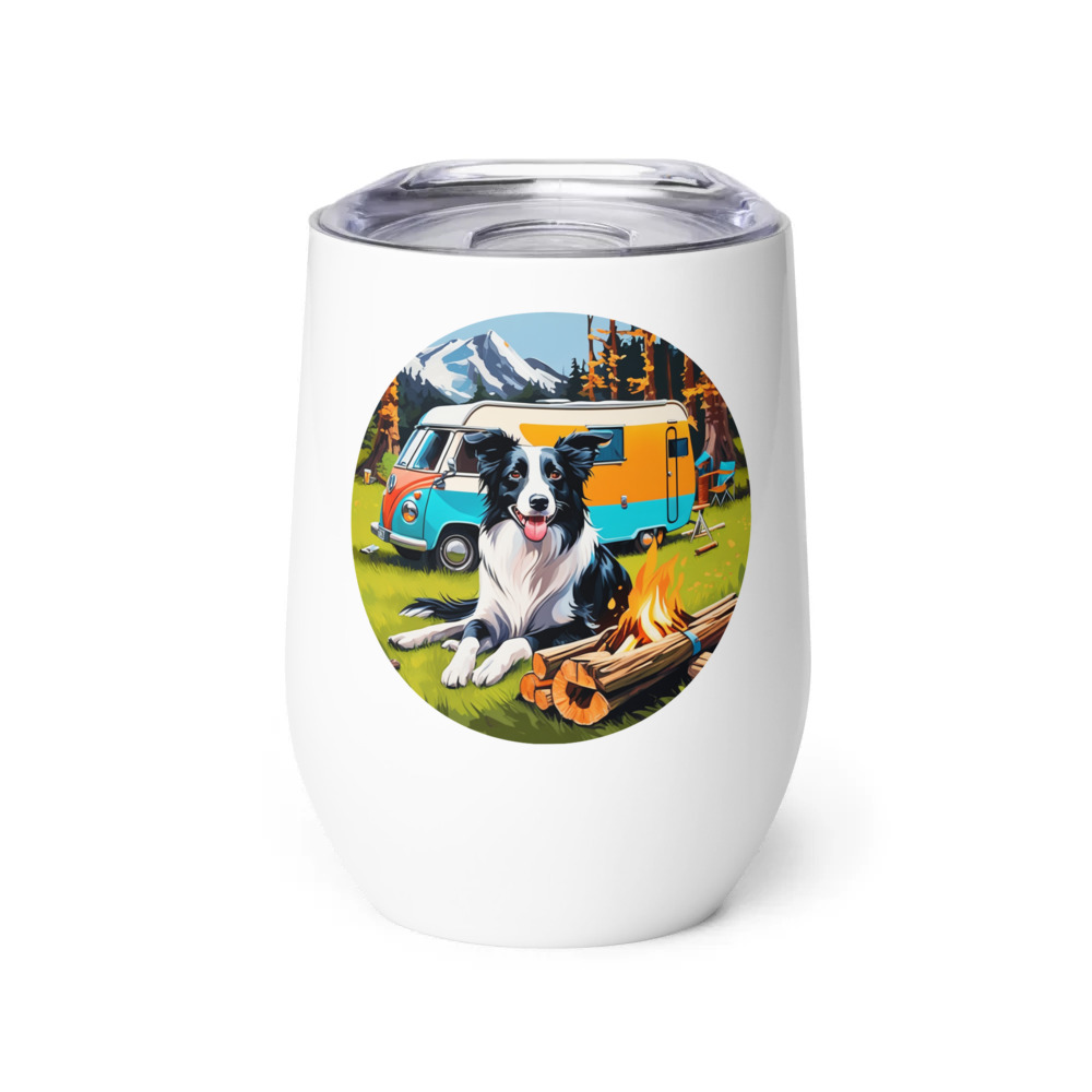 PugMug Custom Border Collie Wine Tumbler