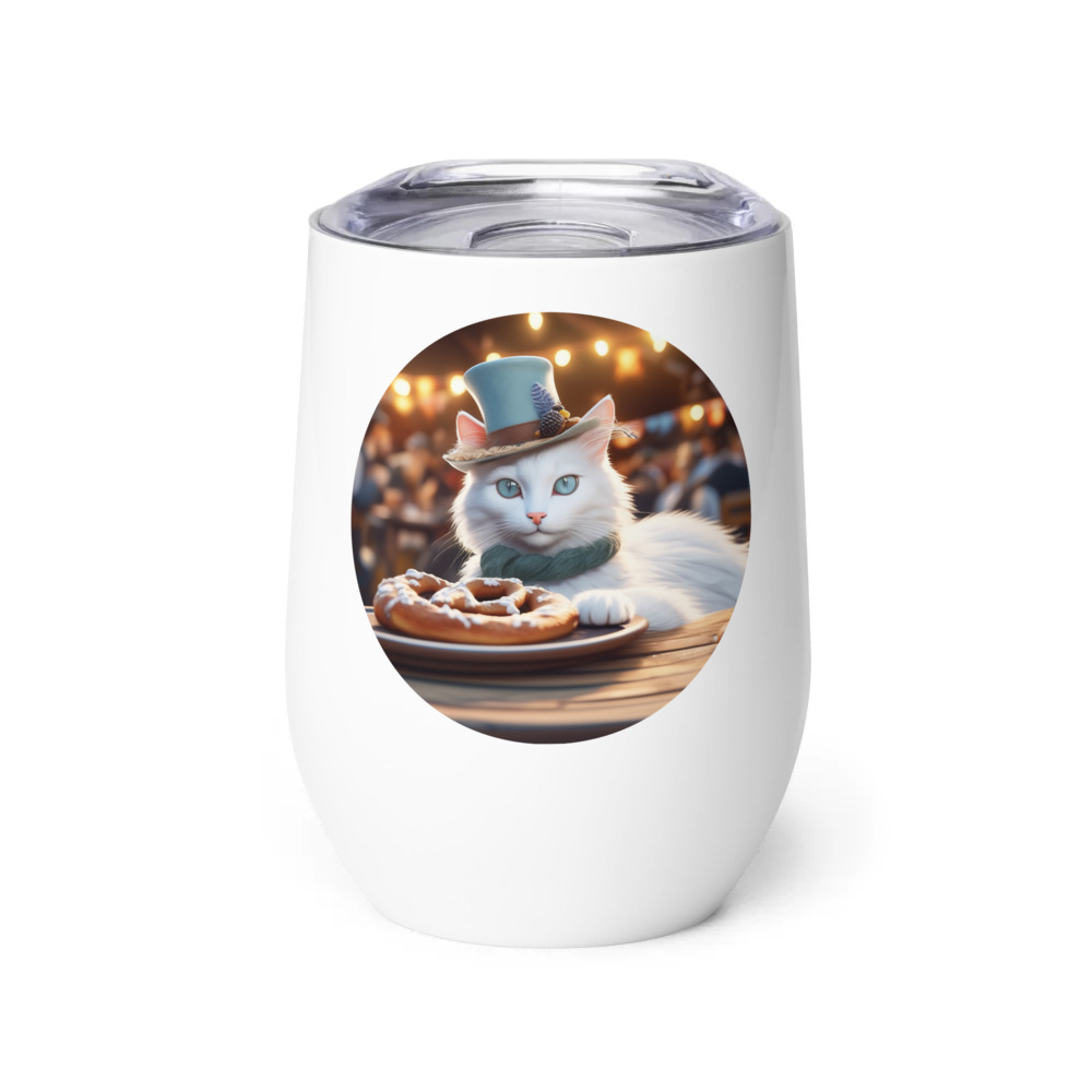 PugMug Custom White Companion Cat Wine Tumbler