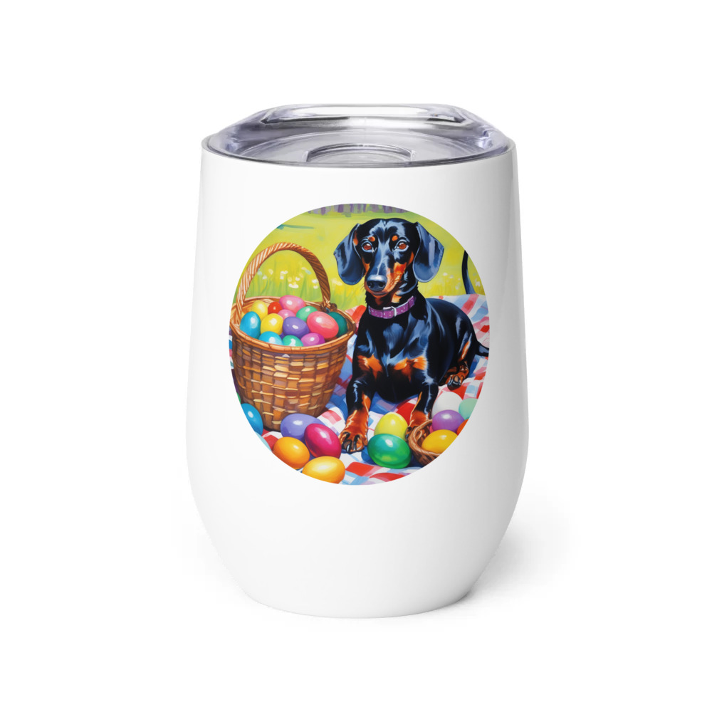 PugMug Custom Black Dachshund Wine Tumbler
