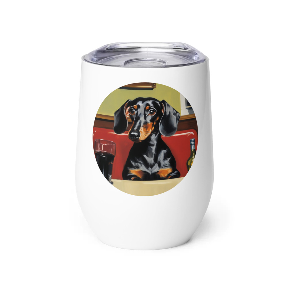 PugMug Custom Black Dachshund Wine Tumbler