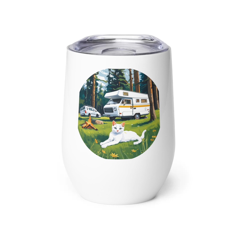 PugMug Custom White Companion Cat Wine Tumbler