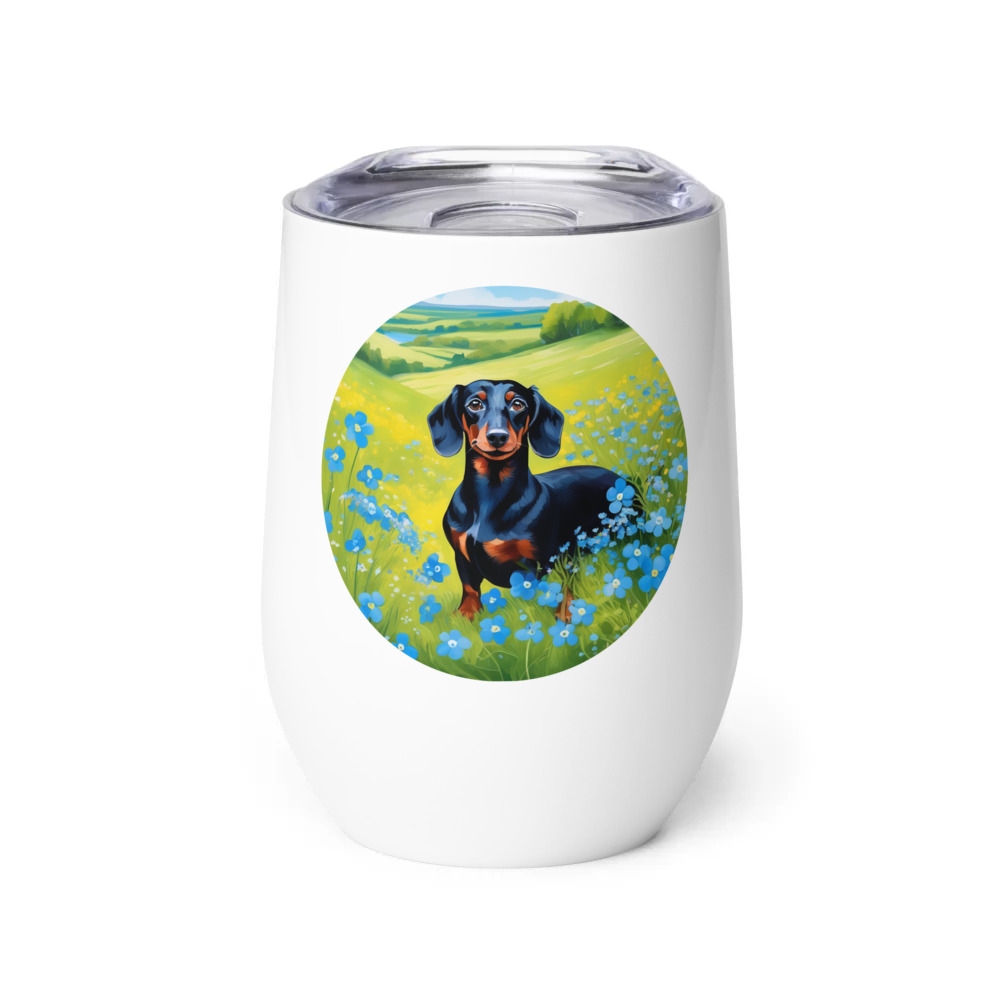 PugMug Custom Black Dachshund Wine Tumbler