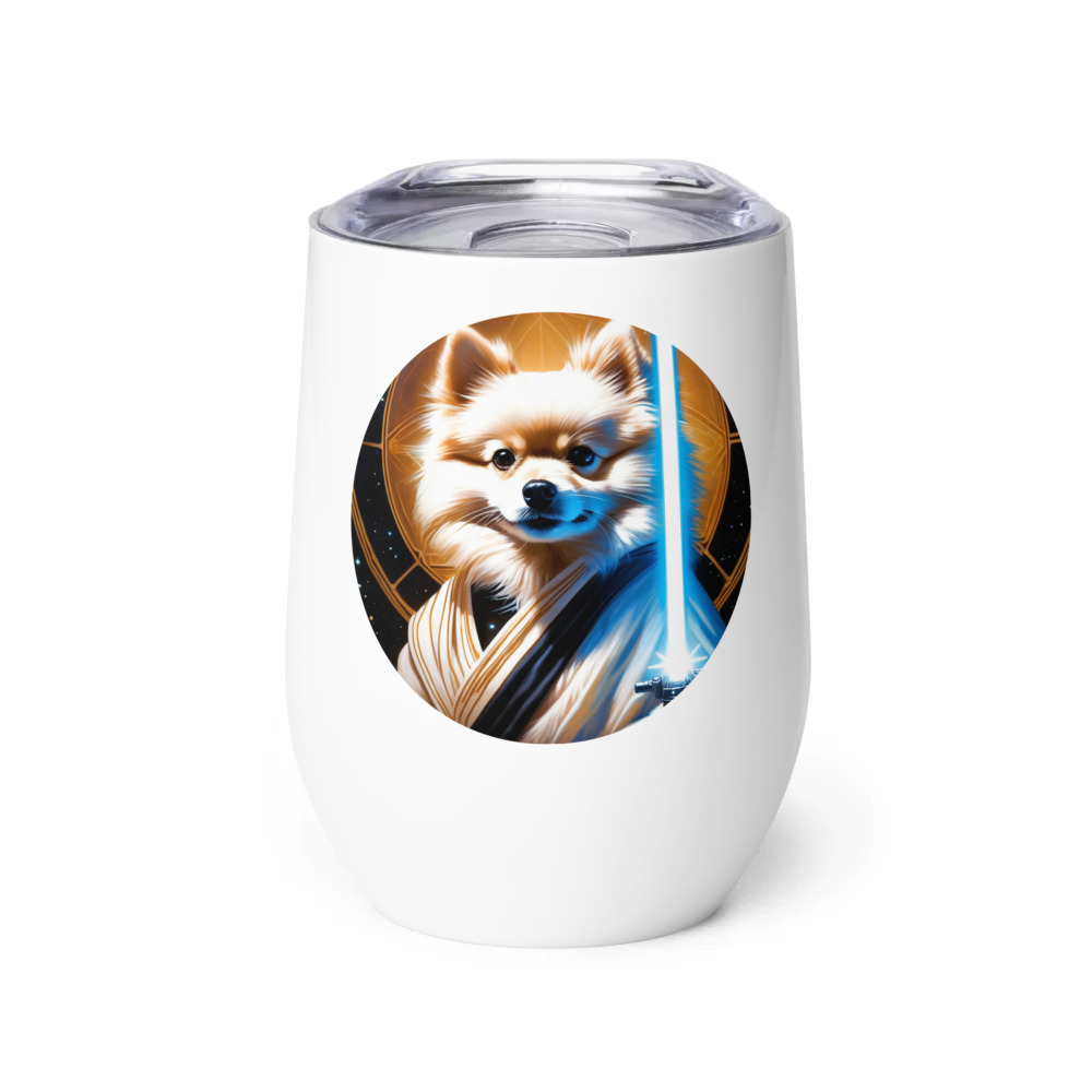 PugMug Custom White Pomeranian Wine Tumbler
