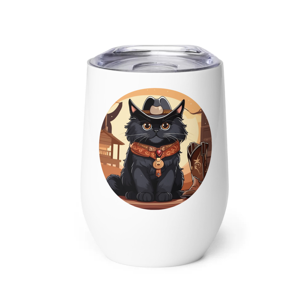 PugMug Custom Black Persian Cat Wine Tumbler
