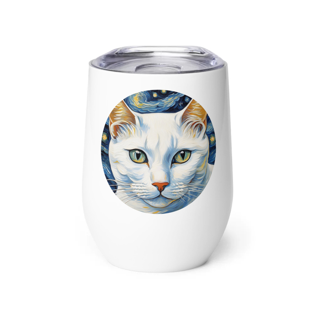 PugMug Custom White American Shorthair Cat Wine Tumbler