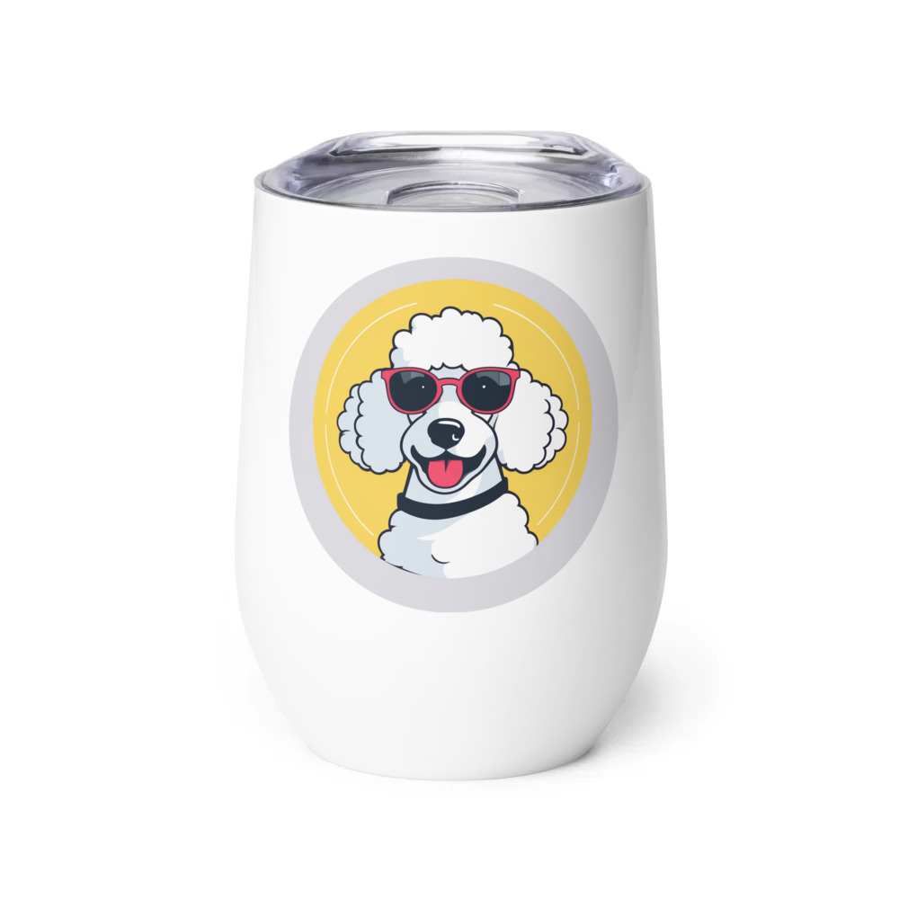 PugMug Custom White Poodle Wine Tumbler
