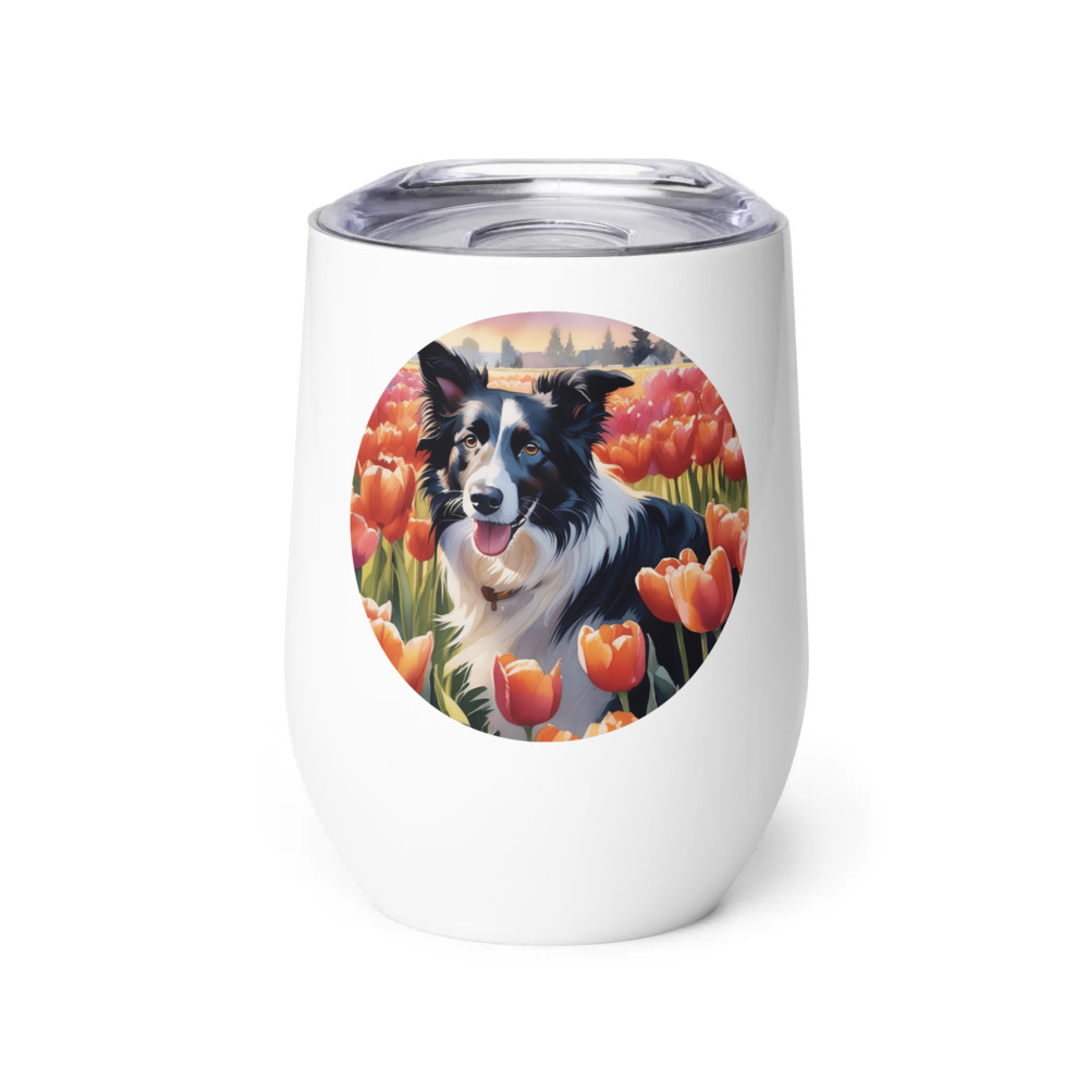 PugMug Custom Border Collie Wine Tumbler