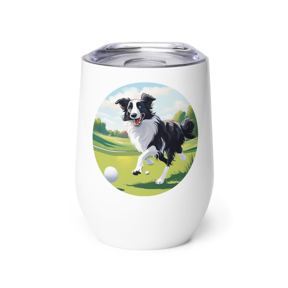 PugMug Custom Border Collie Wine Tumbler