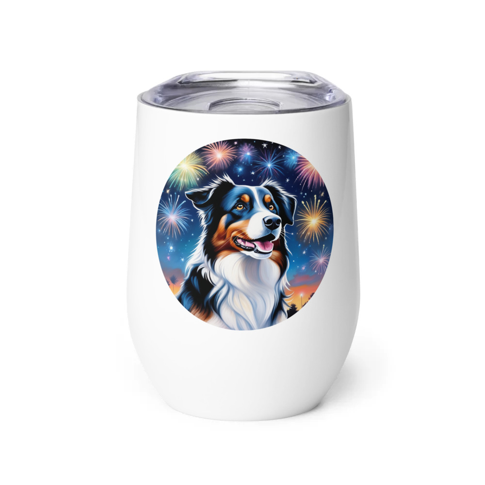 PugMug Custom Australian Shepherd Dog Wine Tumbler