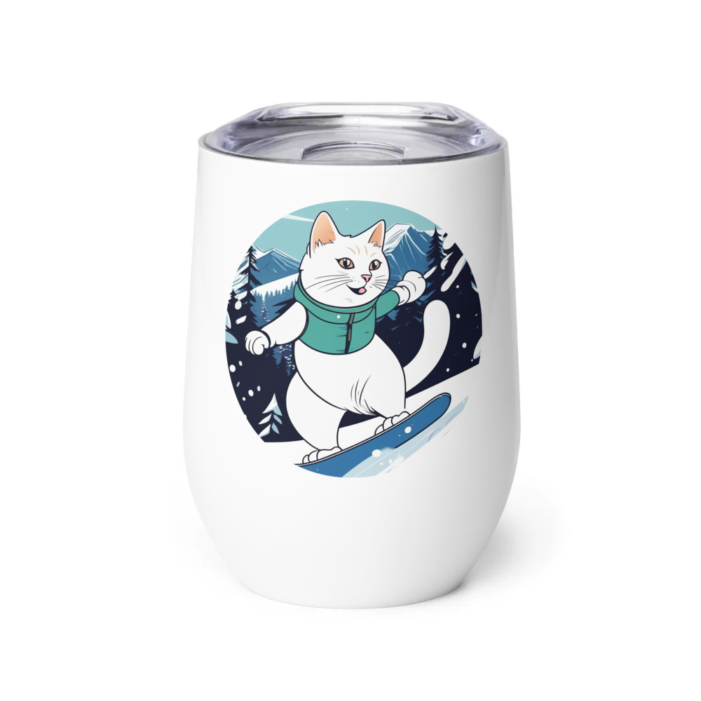 PugMug Custom White Companion Cat Wine Tumbler