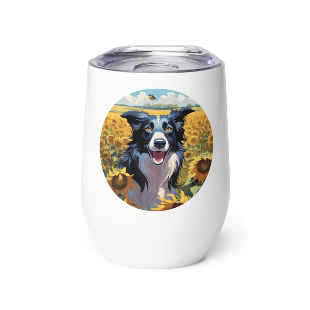 PugMug Custom Border Collie Wine Tumbler