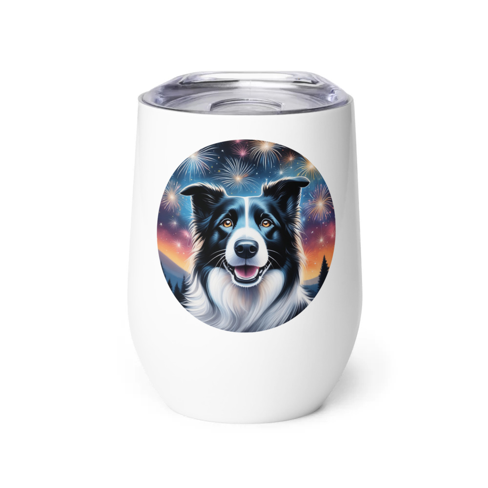 PugMug Custom Border Collie Wine Tumbler