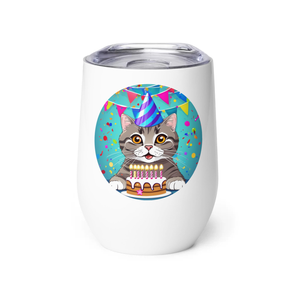 PugMug Custom Tabby Scottish Fold Cat Wine Tumbler