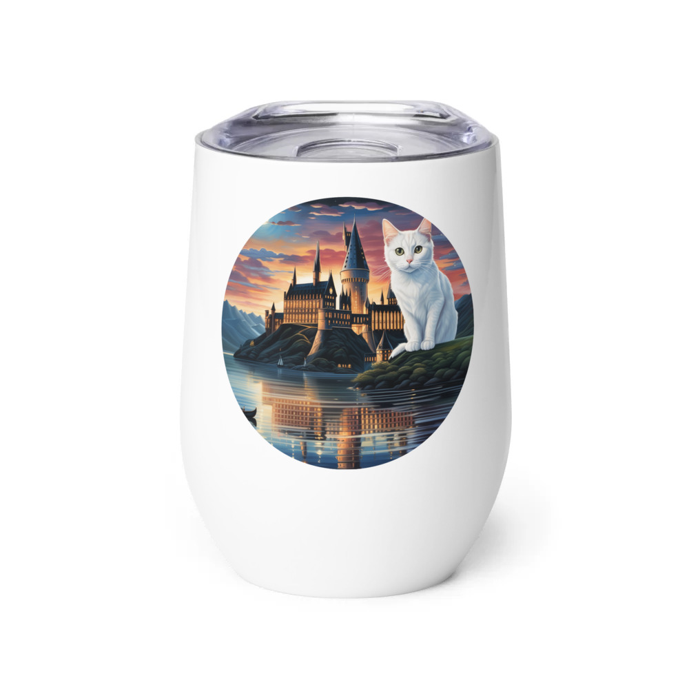 PugMug Custom White Companion Cat Wine Tumbler