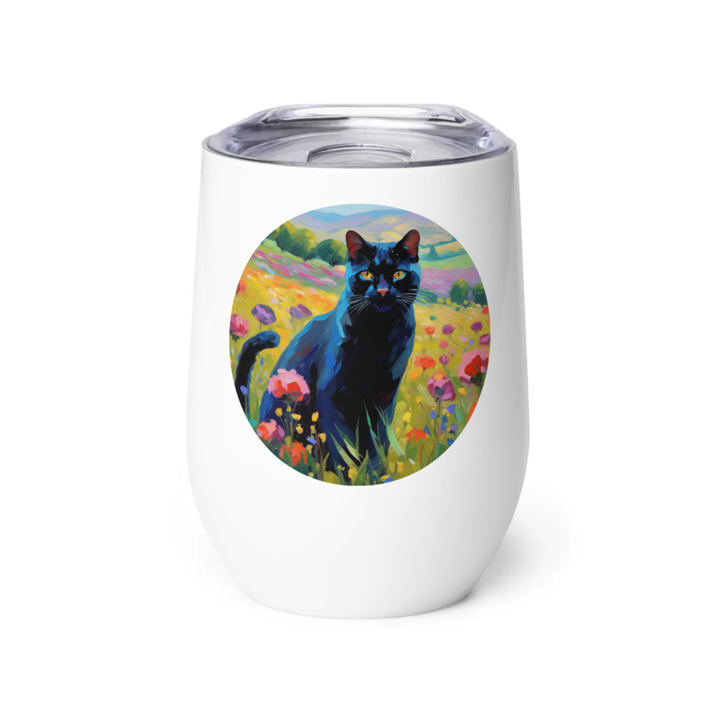 PugMug Custom Black Exotic Cat Wine Tumbler