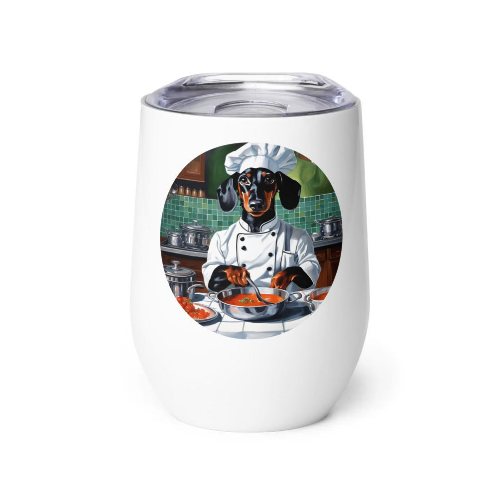 PugMug Custom Black Dachshund Wine Tumbler