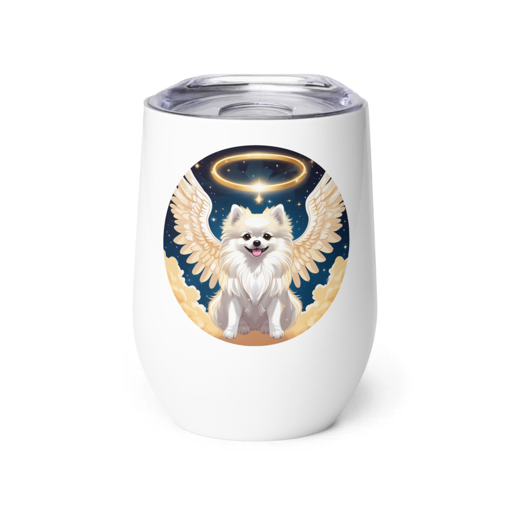PugMug Custom White Pomeranian Wine Tumbler