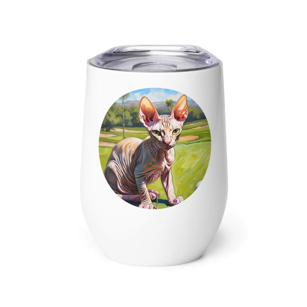 PugMug Custom Tabby Sphynx Cat Wine Tumbler