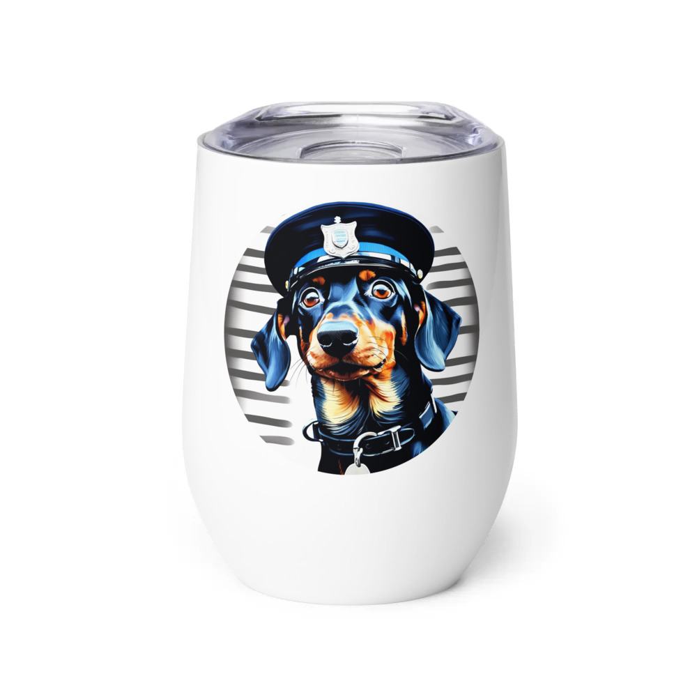 PugMug Custom Black Dachshund Wine Tumbler