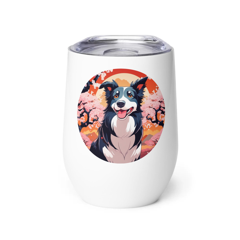 PugMug Custom Border Collie Wine Tumbler