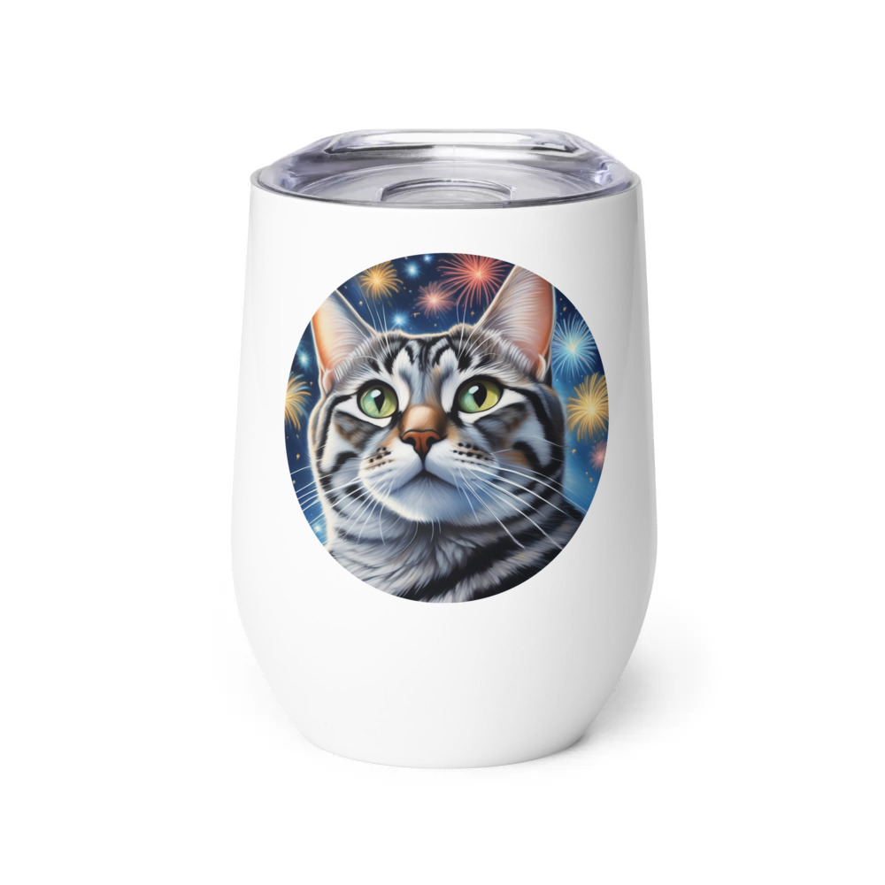PugMug Custom Tabby American Shorthair Cat Wine Tumbler
