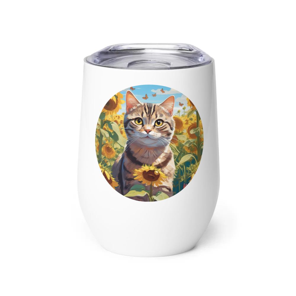 PugMug Custom Tabby Scottish Fold Cat Wine Tumbler