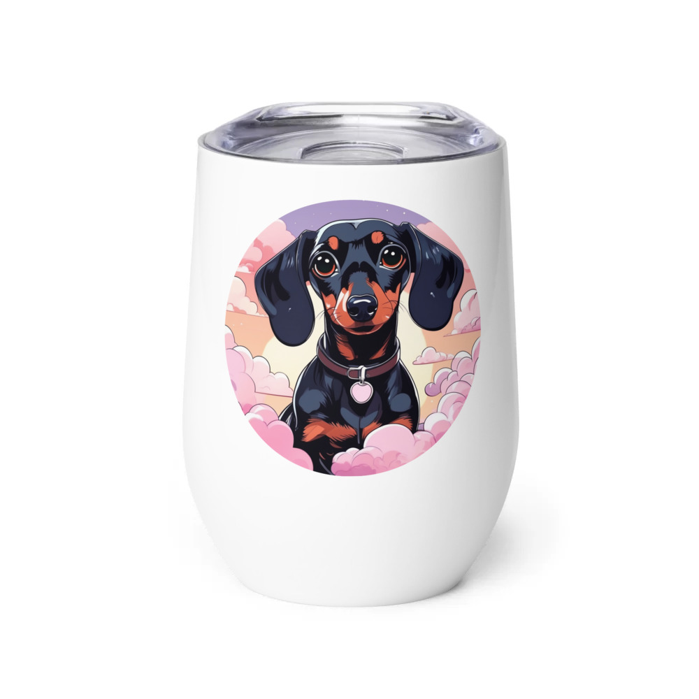 PugMug Custom Black Dachshund Wine Tumbler