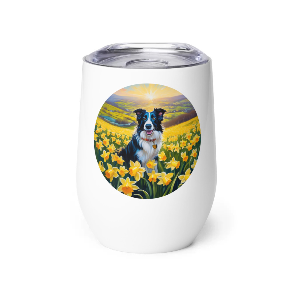 PugMug Custom Border Collie Wine Tumbler