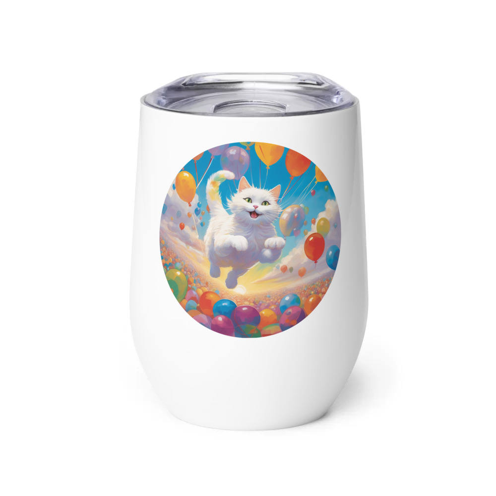 PugMug Custom White Companion Cat Wine Tumbler