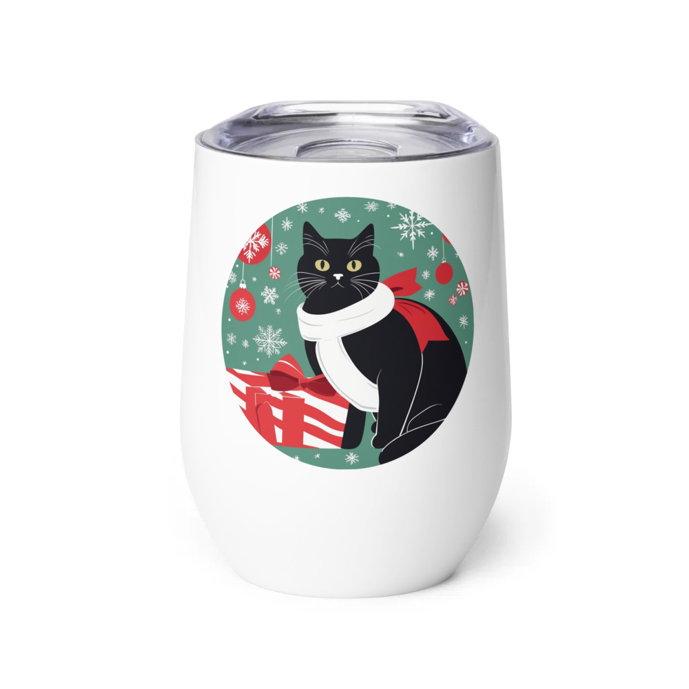 PugMug Custom Black British Shorthair Cat Wine Tumbler