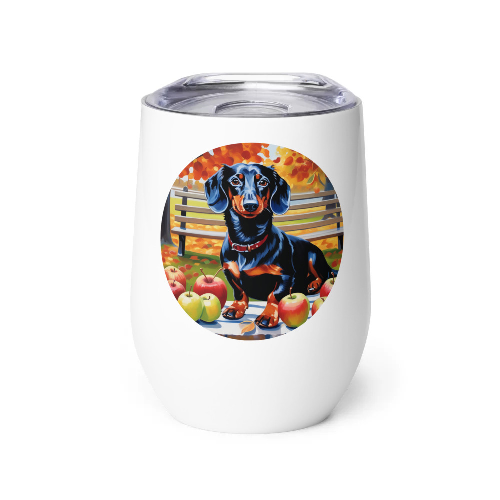 PugMug Custom Black Dachshund Wine Tumbler