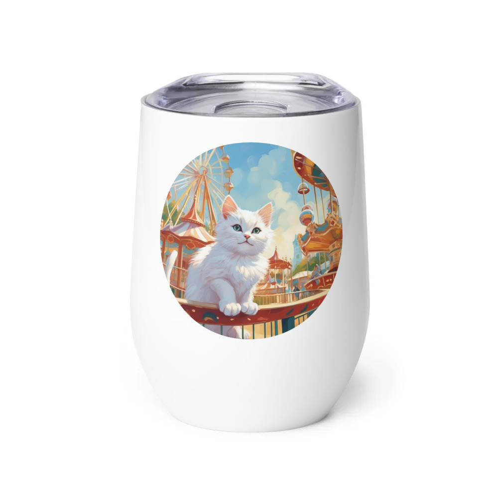 PugMug Custom White Companion Cat Wine Tumbler
