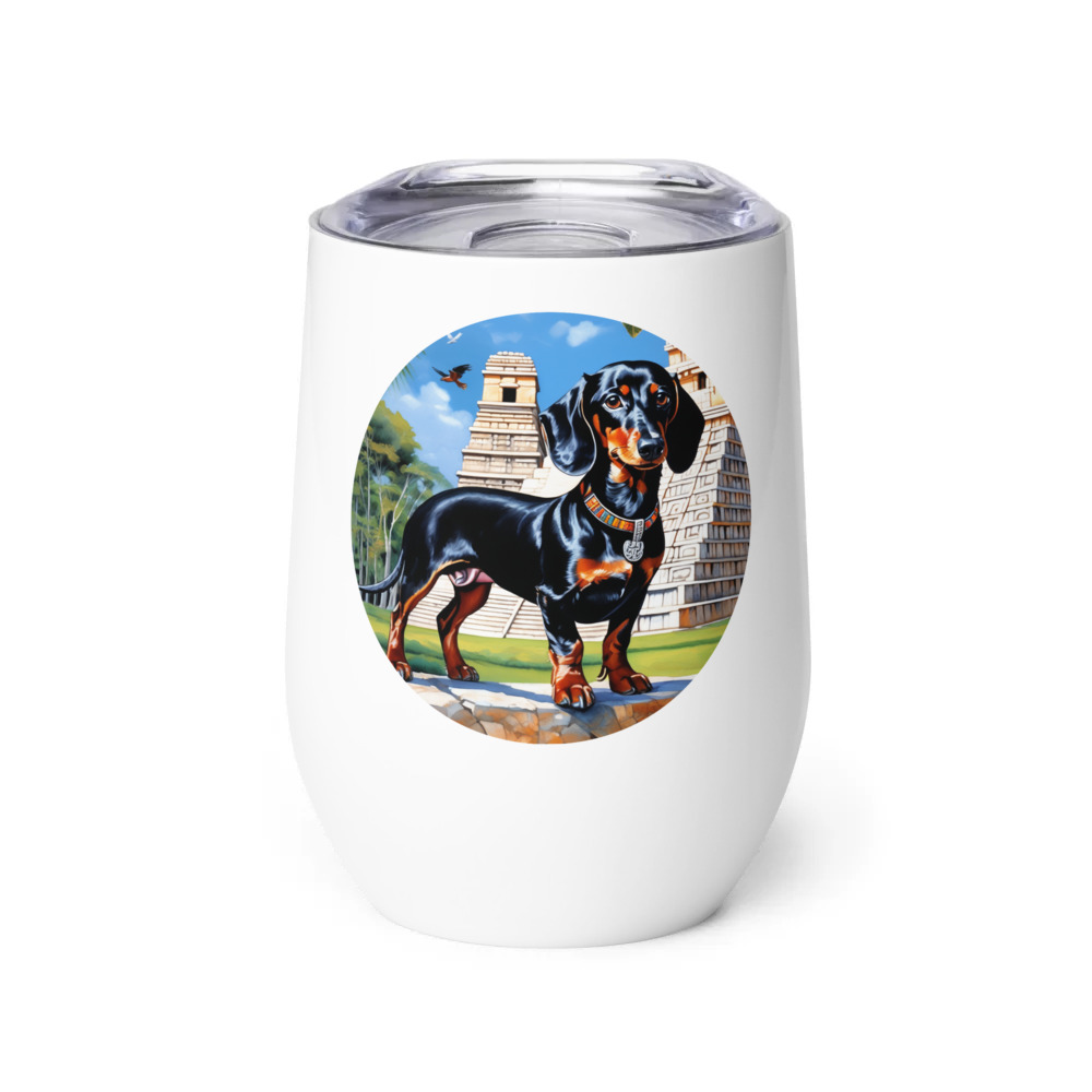 PugMug Custom Black Dachshund Wine Tumbler