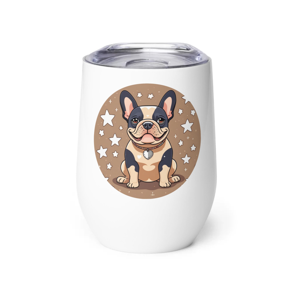 PugMug Custom Tan French Bulldog Wine Tumbler