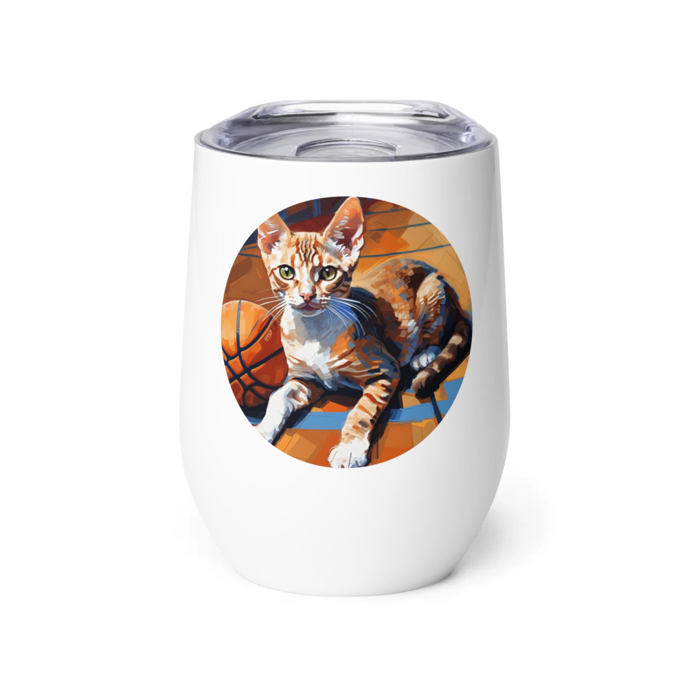 PugMug Custom Tabby Devon Rex Cat Wine Tumbler