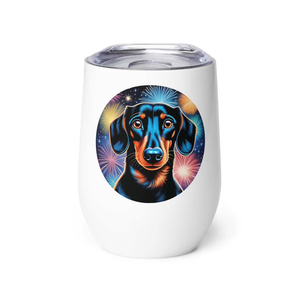 PugMug Custom Black Dachshund Wine Tumbler